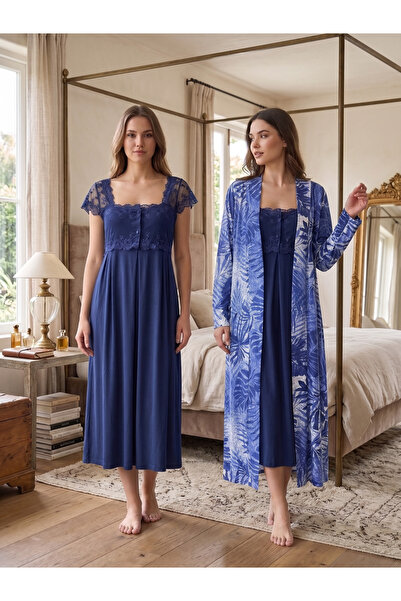 by İGP Patterned Robe Maternity Cotton Nightgown Set Effortt