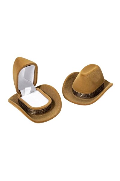 Generic Brand Cowboy Hat Jewelry Box, Creative Western Cowgirl Velvet Ring Bo...
