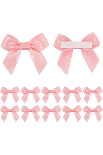 Generic Bukela Baby Pink Satin Ribbon Bows with Self-Adhesive Tape, 2" Premad...
