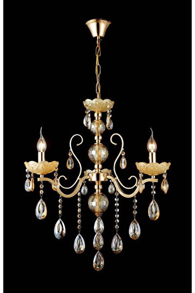 RFAN Chandelier RFAN, Model 7765-3 with Crystal Beads, Metal, 3 x E14, Gold