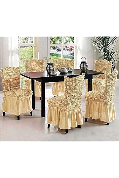 Generic Brand Fabienne Cotton Dining Chair Cover Set of 6 Pieces Elastic Stre...