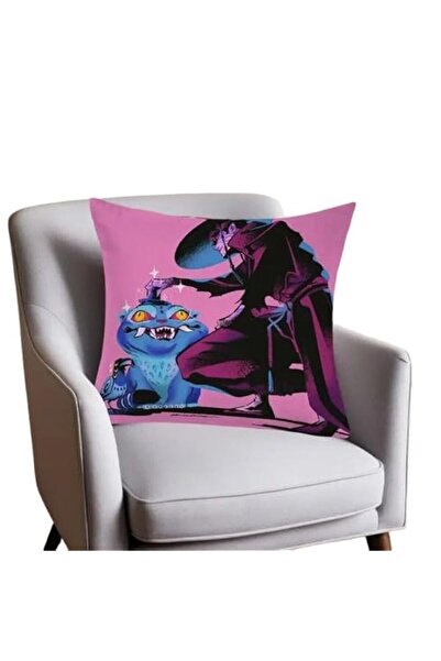 Generic Decorative Throw Pillow Cover, Gothic Fantasy Dragon Design, Pink and...