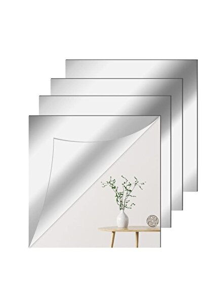 Generic Newpop 4 Pieces Wall Mirror Sticker 30 x 30 cm, Explosion-proof Flexi...