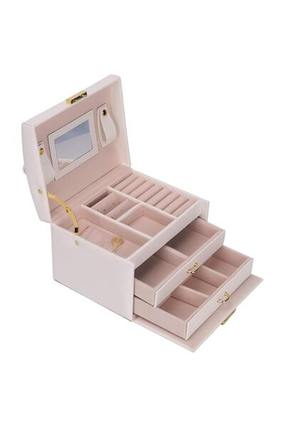 Generic Brand Decorhills Jewelry Storage Box Organizer for Women, 3-Layer Por...