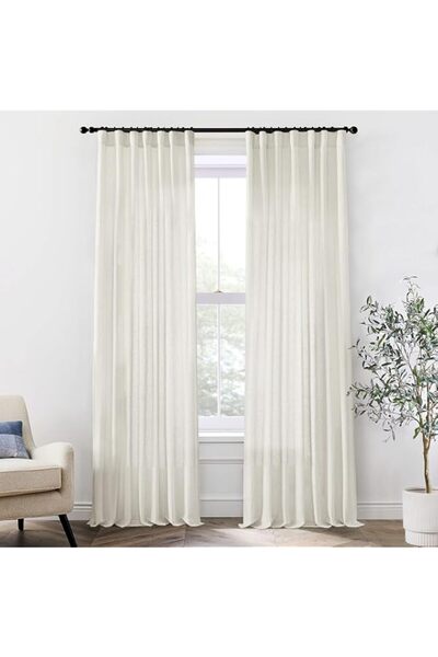 Generic XTMYI 100 Inch Curtains 2 Panels Set Custom Length Back Tab Linen Win...