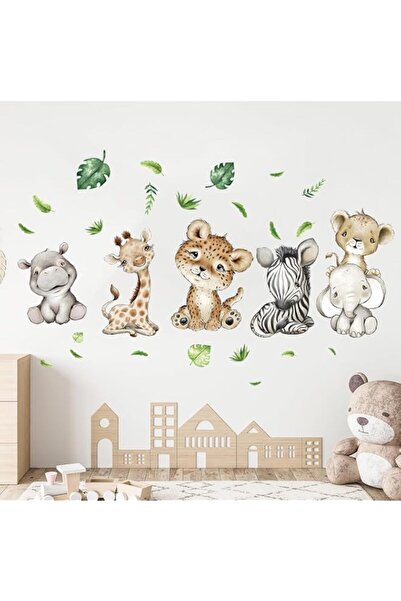 Generic Safari Jungle Animals Wall Stickers Elephant Giraffe Lion Wall Decals...