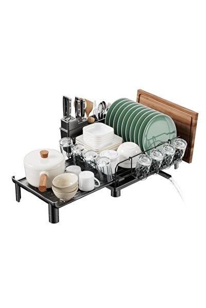 Generic DAYONE Dish Drainer Rack Black, Extendable Carbon Steel Space Saving ...