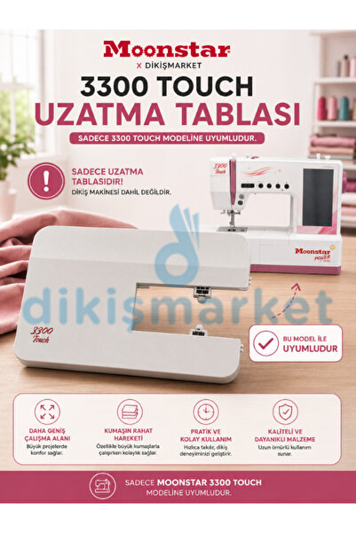 dm dikişmarket Moonstar Model 3300 Touch Elektronik Ev Tipi Düz Dikiş Makinesi Uzatma Tablası