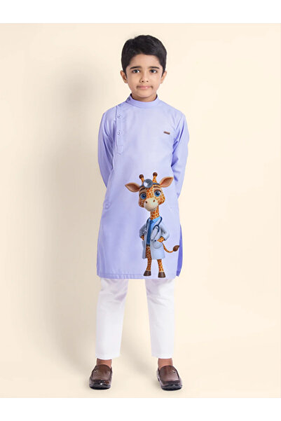 Devoiler Boys Purple Cotton Kurta with Printed Design