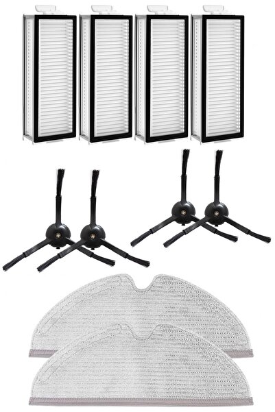 Rovexa Roborock Q8 & Q8 Max Compatible 4 Hepa Filters 4 Black Side Brushes 2 ...