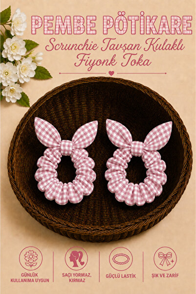 Hophera Pötikare Scrunchie Rabbit Ear Bow Hair Clip Strong Elastic Hair Clip ...