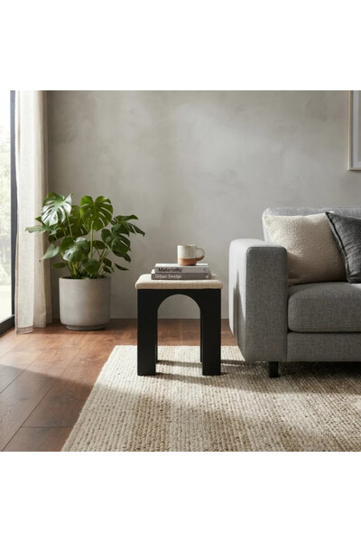 Al Hadaya Mall Wooden Side Service Table with Modern and Elegant Design _ Bla...
