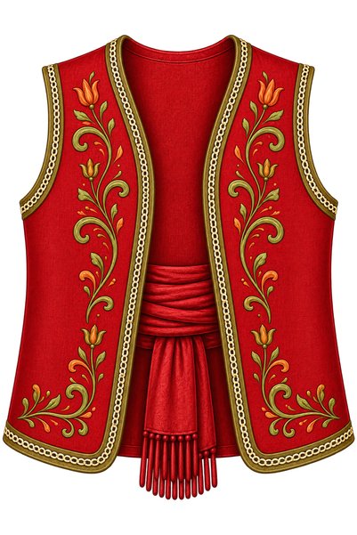 GREATOY Children's Keloğlan Costume 2-Piece Cardboard Vest and Hat Set – Fairy Tale Hero School Show Costume with Drawstring Tie