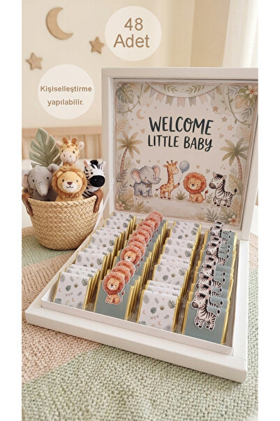 glaminkworld Safari Konseptli İsimli Bebek Çikolatası 48 Adet - Baby Shower, ...