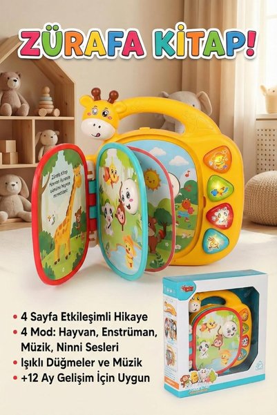 GENELEC Zürafa Kitap Eğitici Müzikli Sesli Ve Işıklı İnteraktif Bebek Oyuncağ...