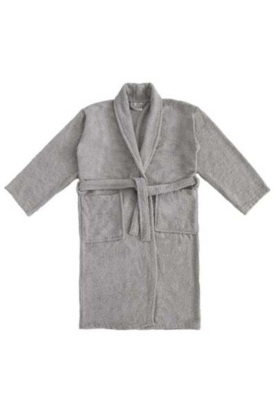 OEM Grey Bathrobe with Pocketed & Drawstring for Adults