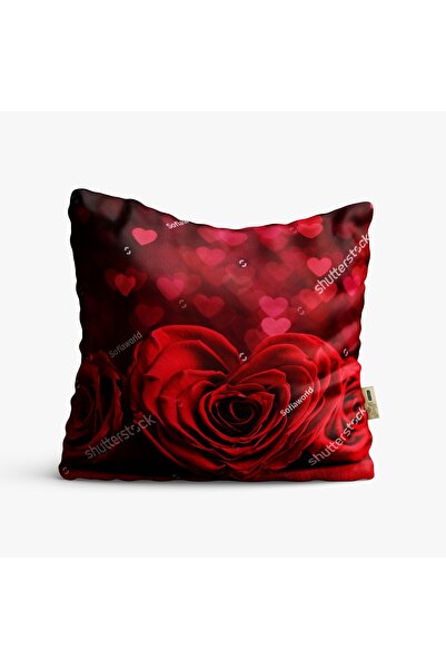 4KF Kırlent Kılıfı 42x42cm Dekoratif Kırlent Yastık Kılıfı Kalpli Tasarım Modeli Lv 39