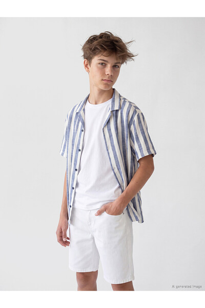 LC Waikiki Nevavm Striped Boy's Shirt with Difference
