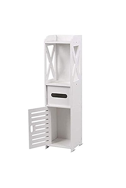 Generic Small Bathroom Storage Corner Floor Cabinet with Doors and Shelves, T...