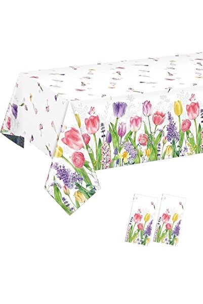 Generic Bukela 2 Pack Spring Plastic Tablecloths, Plastic Table Covers, Dispo...