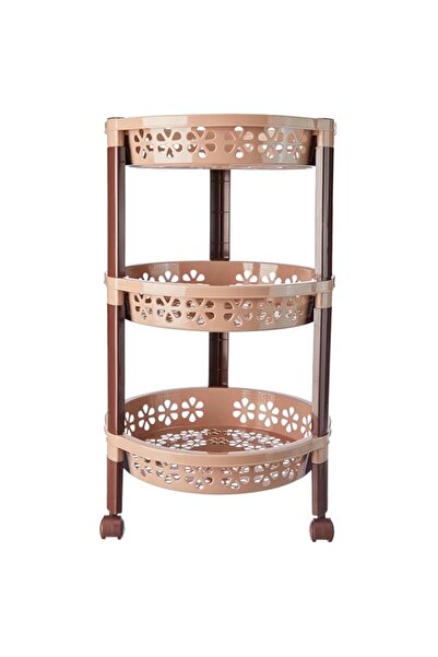 Generic Nayasa Candy Round Plastic Trolley with 3 Tier Basket and Wheel, Mult...