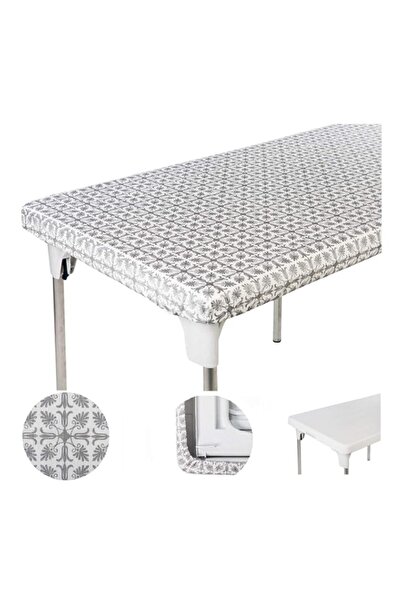 Generic TopTableCloth Plastic Vinyl Tablecloth Silver Patterned 4ft 48 x 24 i...