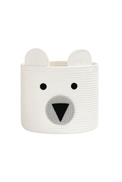 Generic YNTT Cotton Rope Storage Basket, White Bear Design, Woven Laundry Ham...