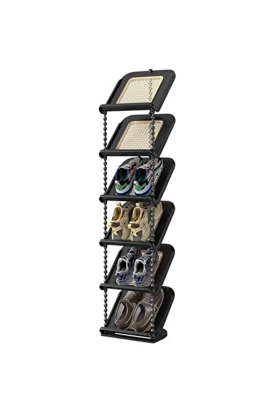 Generic Shoe Rack, Free Standing Shoe Racks, Retro Rattan Vertical Small Shoe...