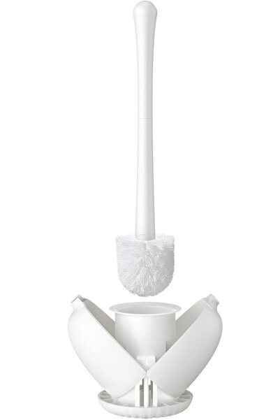 OEM Perie de toaletă cu suport, mâner lung din plastic, 31 cm, albă