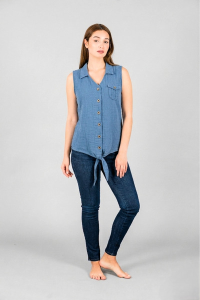ASC SUN Linen Collared Blouse