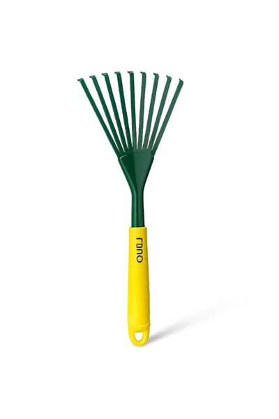 Generic Fitto Small Garden Rake with Green Head and Yellow Handle, 9 Tines fo...
