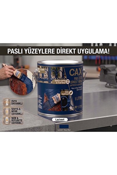 caxcolors CAX Pas Üstü Direkt Uygulanan Antipaslı Sentetik Metal Boyası 1 Lit...