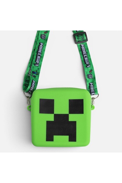 MINECRAFT Geantă crossbody din silicon Creeper verde 11x11cm