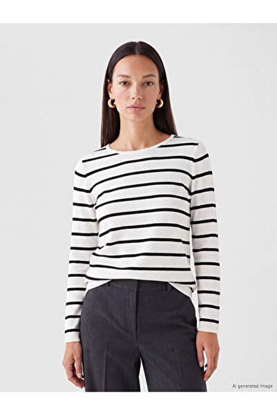 LC Waikiki Timeless Clothing & Timeless Choices Zero Roba Collar Striped Wome...