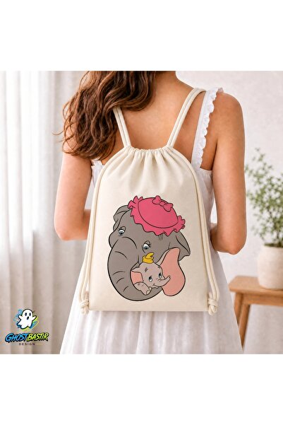 Ghostbastır Design Dumbo Drawstring Linen Bag C082
