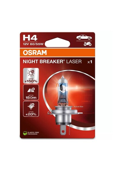 OEM Car bulb Osram H4 Night Breaker Laser, P43T, 60/55 W, 12 V