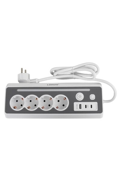 OEM Prelungitor blat Lohuis 40956, 4 prize + 2 USB-C + 1 USB-A, 1.4 m, aparen...
