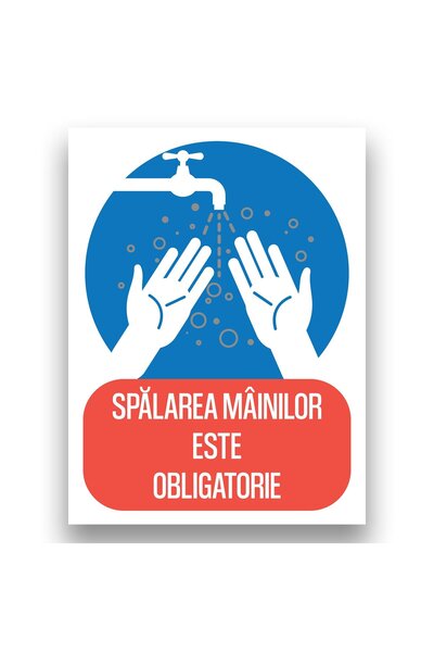 OEM Signboard Hand washing is mandatory, PVC, 30 x 20 cm