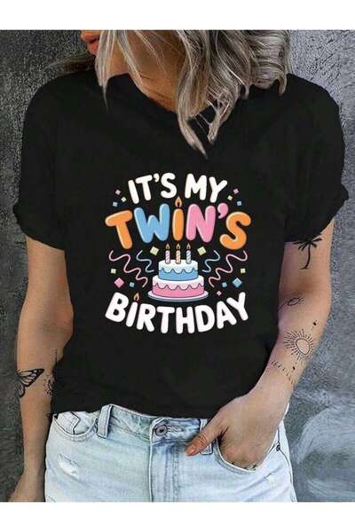 k222 Oversized Women's T-Shirt Loose Fit Plain Print Women'S It'S My Twins Gr...