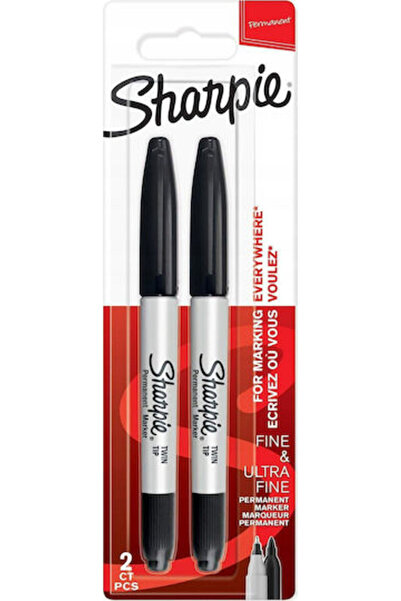 Sharpie Μαρκαδόρος διπλής μύτης μαύρος, 2 τεμάχια, συσκευασία blister