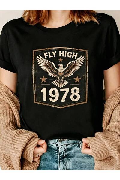 kai22 تي شيرت نسائي بتصميم كلاسيكي عتيق، تصميم جرافيكي على شكل نسر Fly High 1...