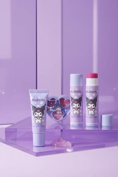 SANRIO Lisanslı Kuromi Dudak Jeli ve Yumuşatıcı Dudak Seti – Parlak Bakım