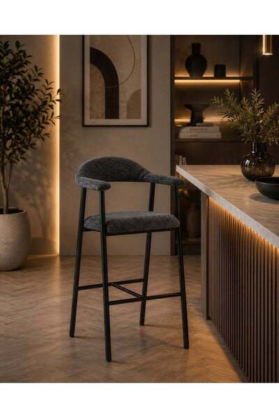 In Zone Luxury Modern High Bar Chair Soft Velvet Upholstered Bar Stool with C...