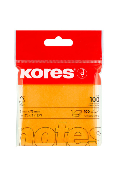 MC Micostore Sticky notes 75x75mm neon orange 100 sheets kores