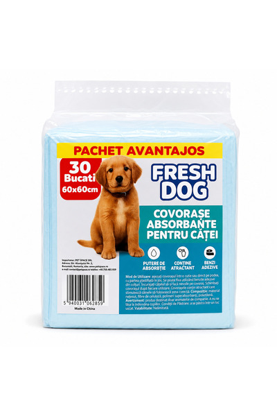 FRESH dog Absorbent Dog Mats 60 × 60 cm, 6 Layers, 4 × 30 pieces, Total 120 p...