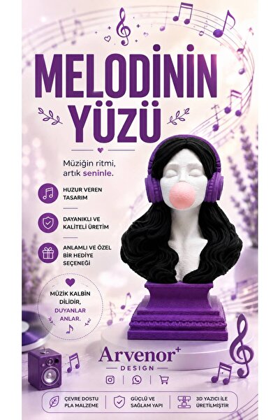 Melodinin Yüzü | 15cm | Dekoratif Biblo | 3D Baskı