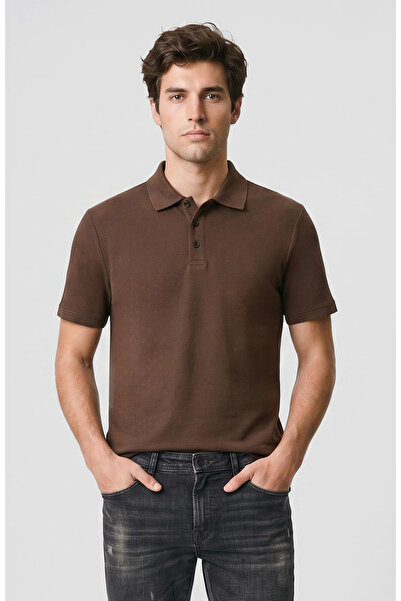 Network Kahverengi Jakarlı Polo Yaka T-shirt