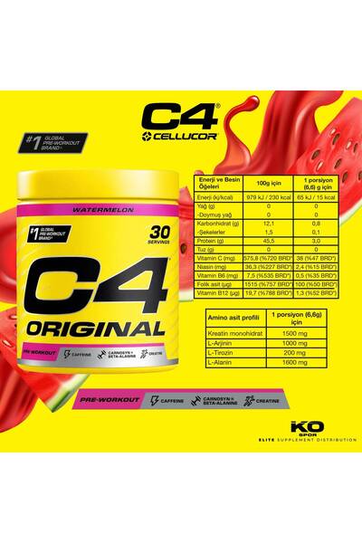 Cellucor C4 Original Pre Workout 30 servis Karpuz Aromalı