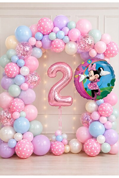 ALYA PARTİ LED'li 🎀 Minnie Mouse Temalı Doğum Günü Balon Seti | Pembe Benekl...