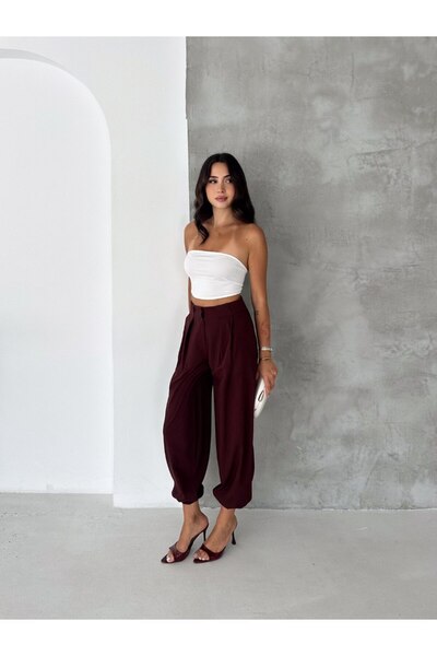 Gugus Women's Trendy Trousers with Waistband and Elastic Cuffs